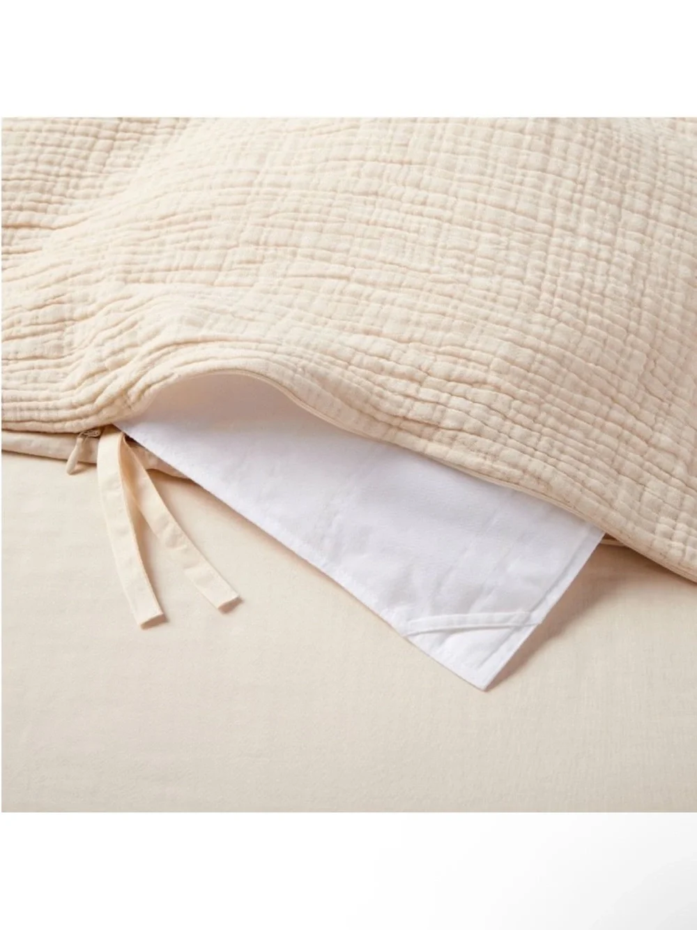 NWT Full/Queen Textured Chambray Cotton Duvet & Sham Set Natural - Casaluna